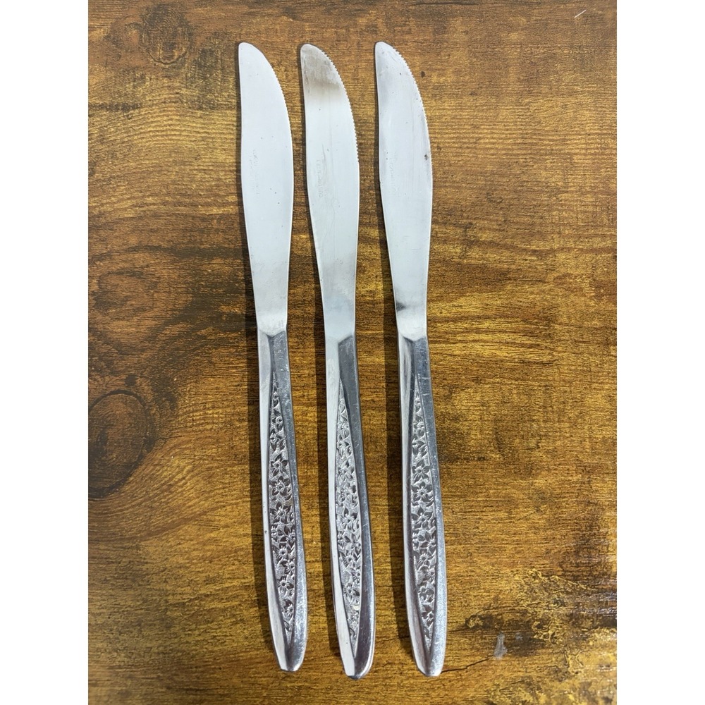 customcraft stainless knife Lot Of 3 Knives Vintage Cottage‎ Core Dinner